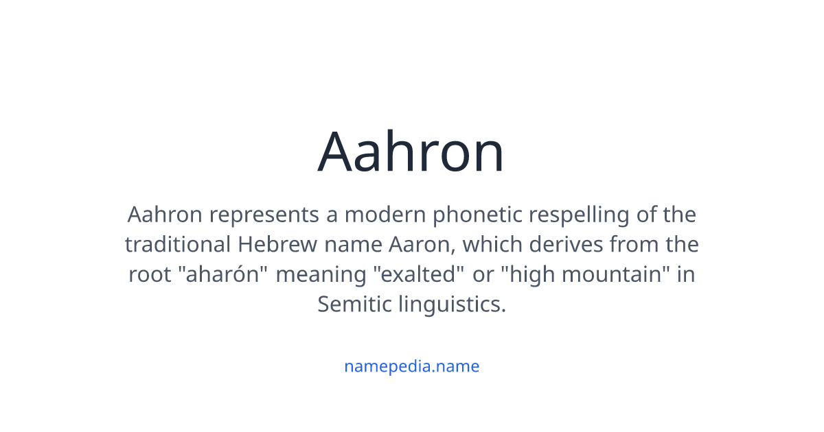 Aahron Meaning, Origin, Nicknames & Popularity | Namepedia