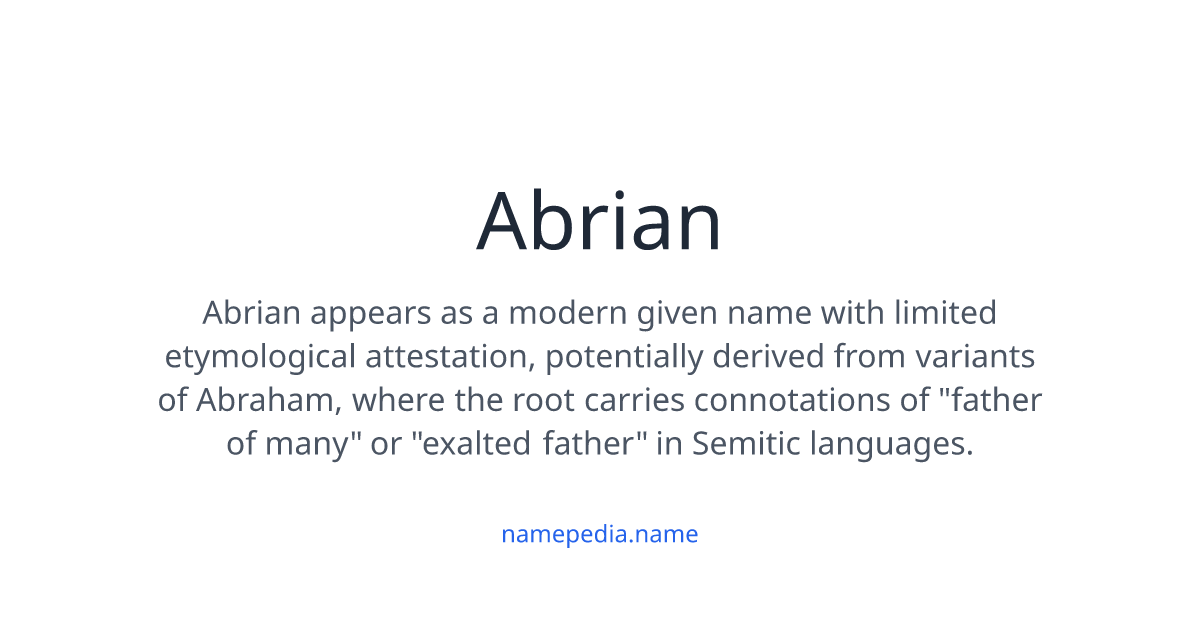 Abrian Meaning, Origin, Nicknames & Popularity | Namepedia