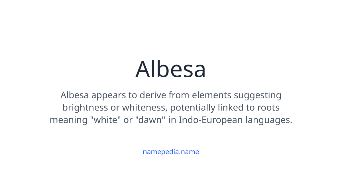 Albesa Meaning, Origin, Nicknames & Popularity | Namepedia