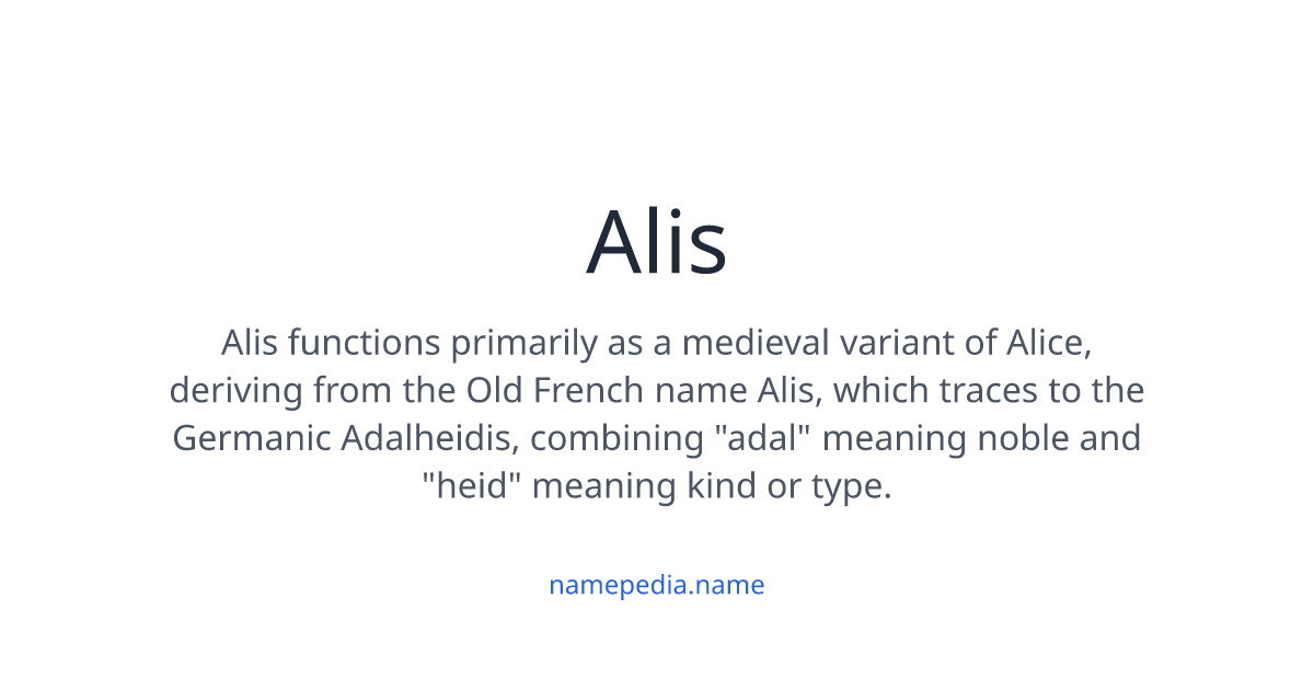 Alis Meaning, Origin, Nicknames & Popularity | Namepedia