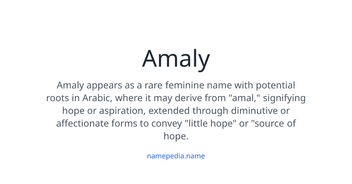 Amaly Meaning, Origin, Nicknames & Popularity | Namepedia
