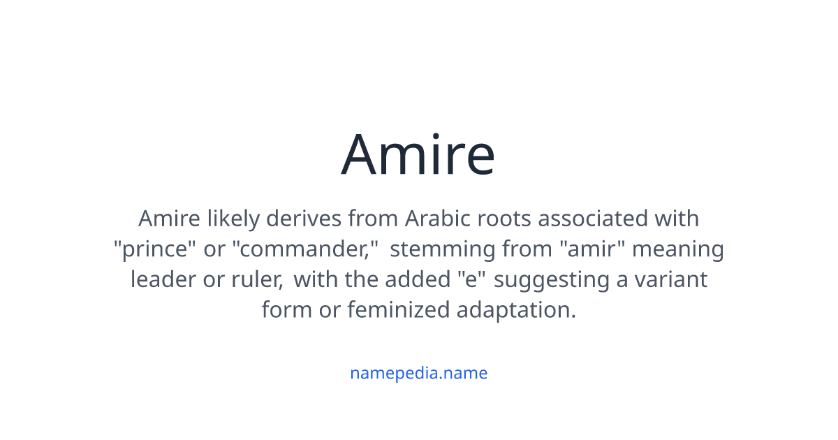 Amire Meaning, Origin, Nicknames & Popularity | Namepedia