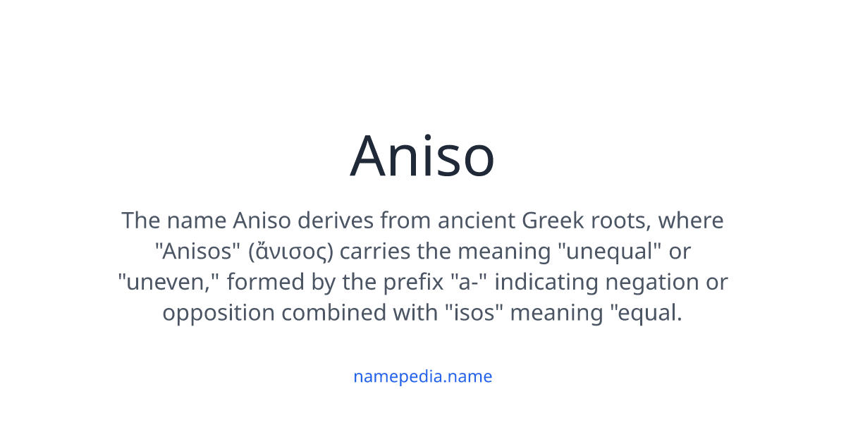Aniso Meaning, Origin, Nicknames & Popularity | Namepedia