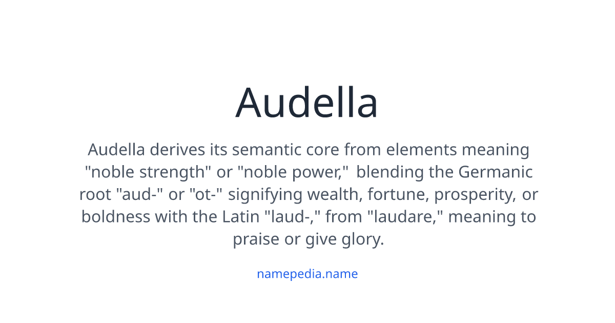Audella Meaning, Origin, Nicknames & Popularity | Namepedia