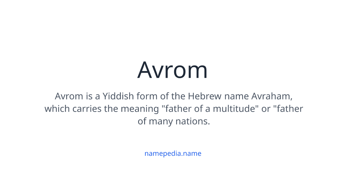 Avrom Meaning, Origin, Nicknames & Popularity | Namepedia