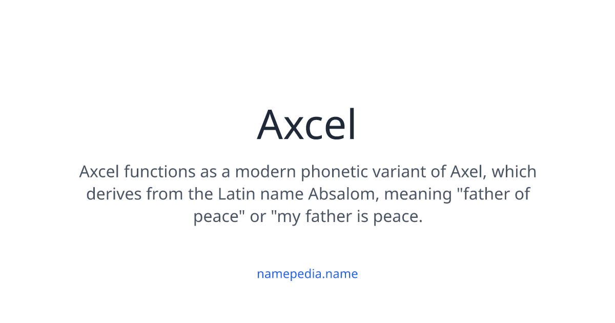 Axcel Meaning, Origin, Nicknames & Popularity | Namepedia