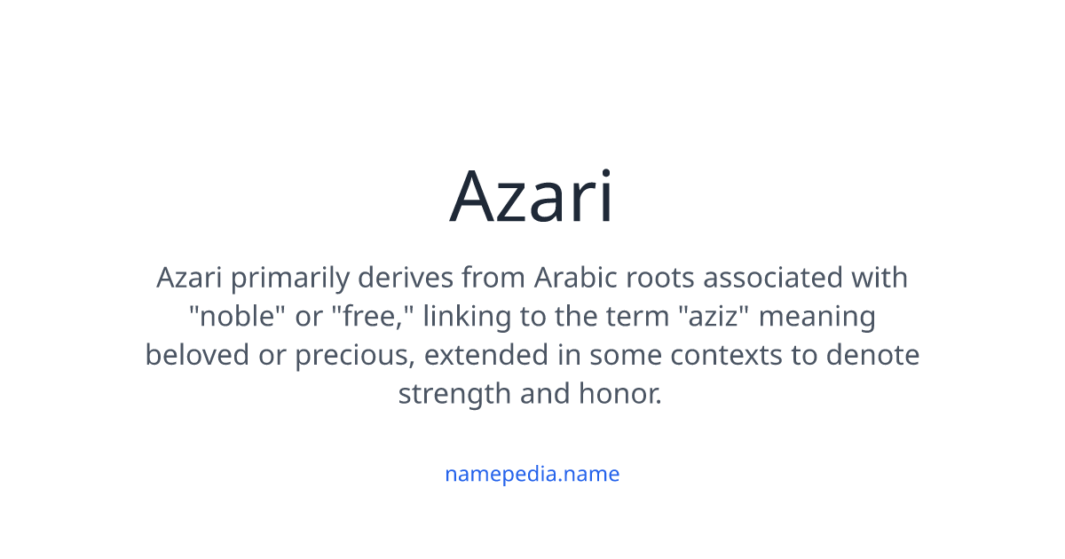 Azari Meaning, Origin, Nicknames & Popularity | Namepedia