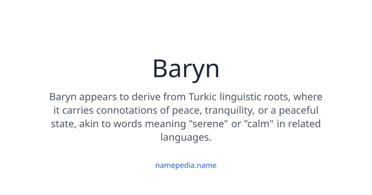 Baryn Meaning, Origin, Nicknames & Popularity | Namepedia