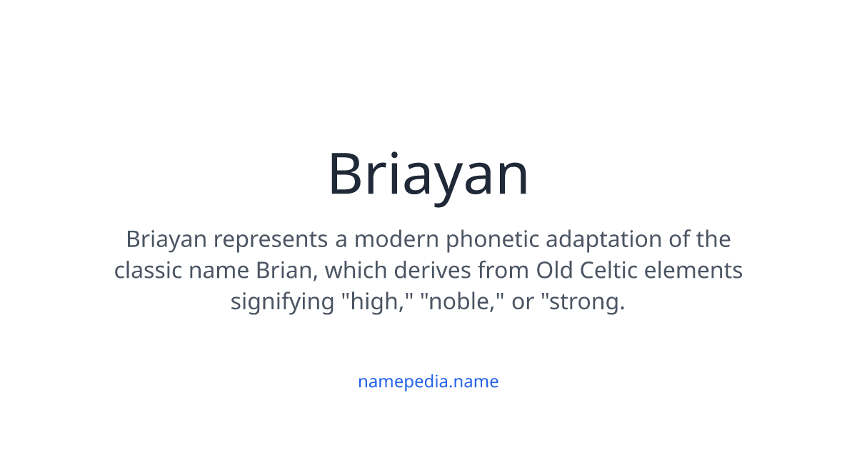 Briayan Meaning, Origin, Nicknames & Popularity | Namepedia