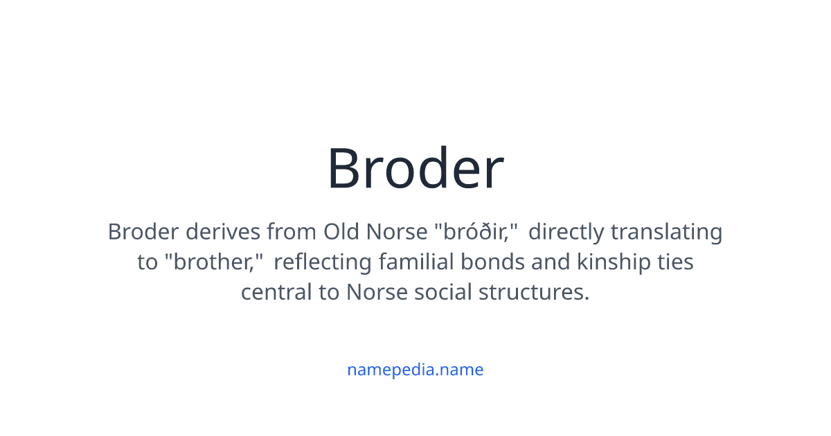 Broder Meaning, Origin, Nicknames & Popularity | Namepedia