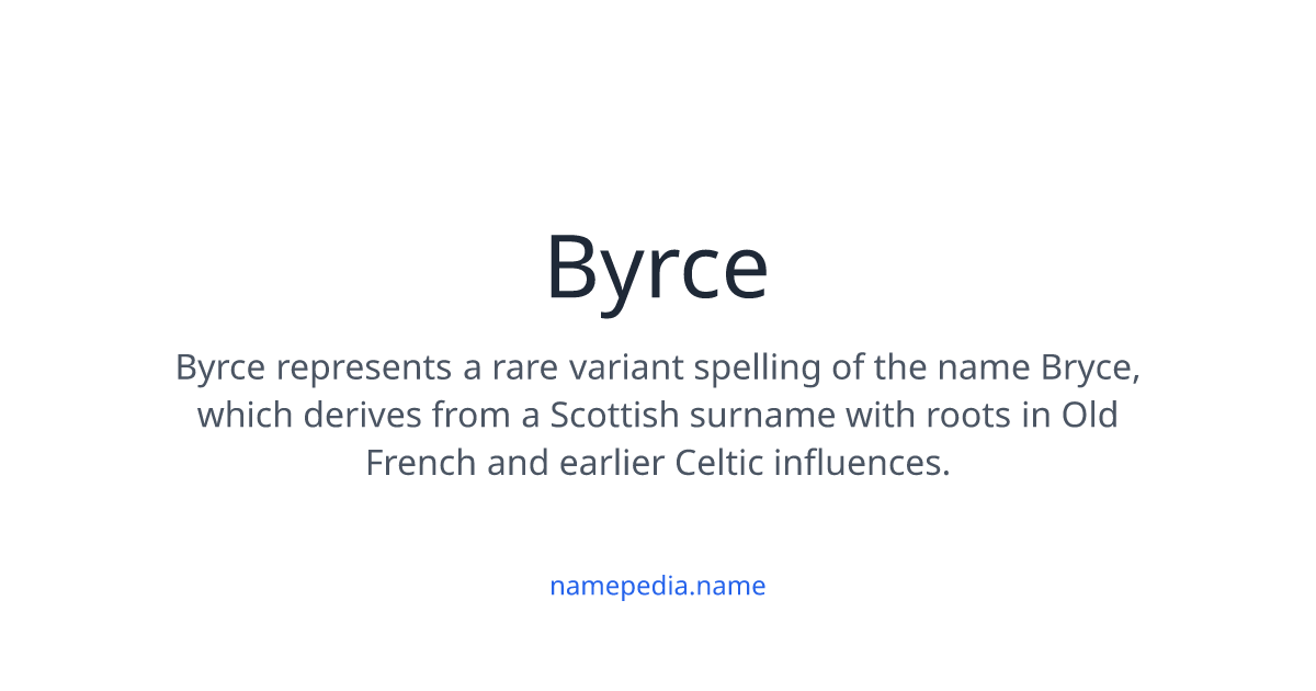 Byrce Meaning, Origin, Nicknames & Popularity | Namepedia