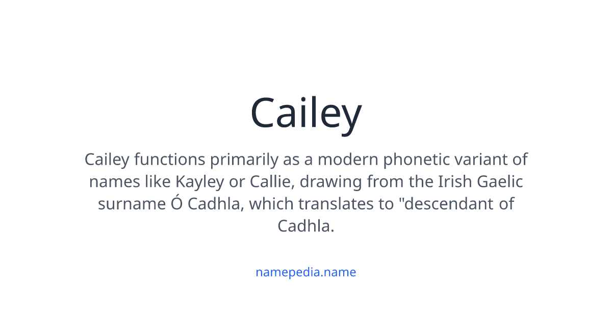 Name Cailey Cailey Meaning, Origin, Nicknames & Popularity | Namepedia