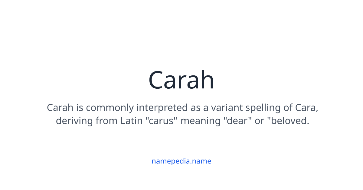 Carah Meaning, Origin, Nicknames & Popularity | Namepedia