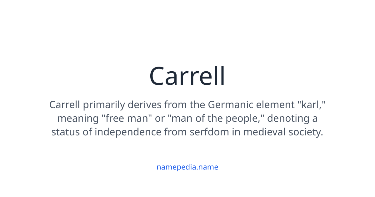 Carrell Meaning, Origin, Nicknames & Popularity | Namepedia