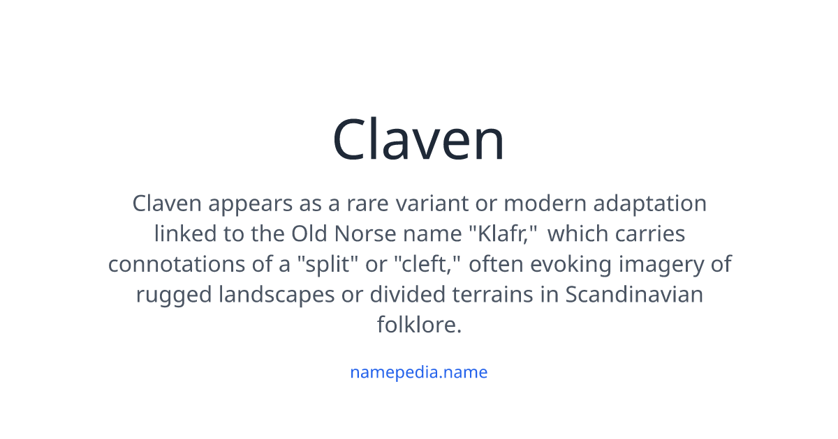 Claven Meaning, Origin, Nicknames & Popularity | Namepedia