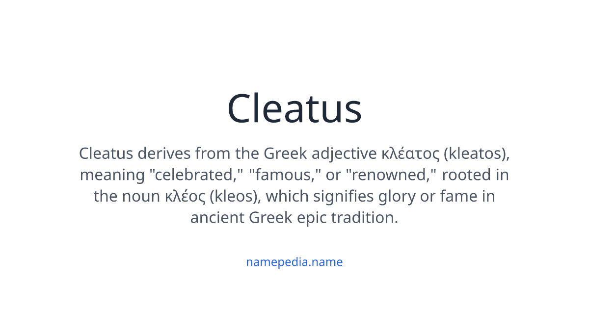 Cleatus Meaning, Origin, Nicknames & Popularity | Namepedia