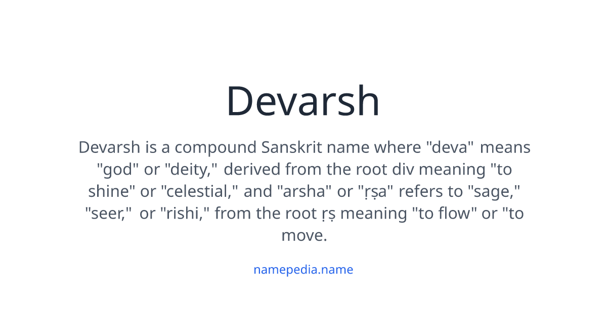 Devarsh Devarsh Meaning, Origin, Nicknames & Popularity | Namepedia