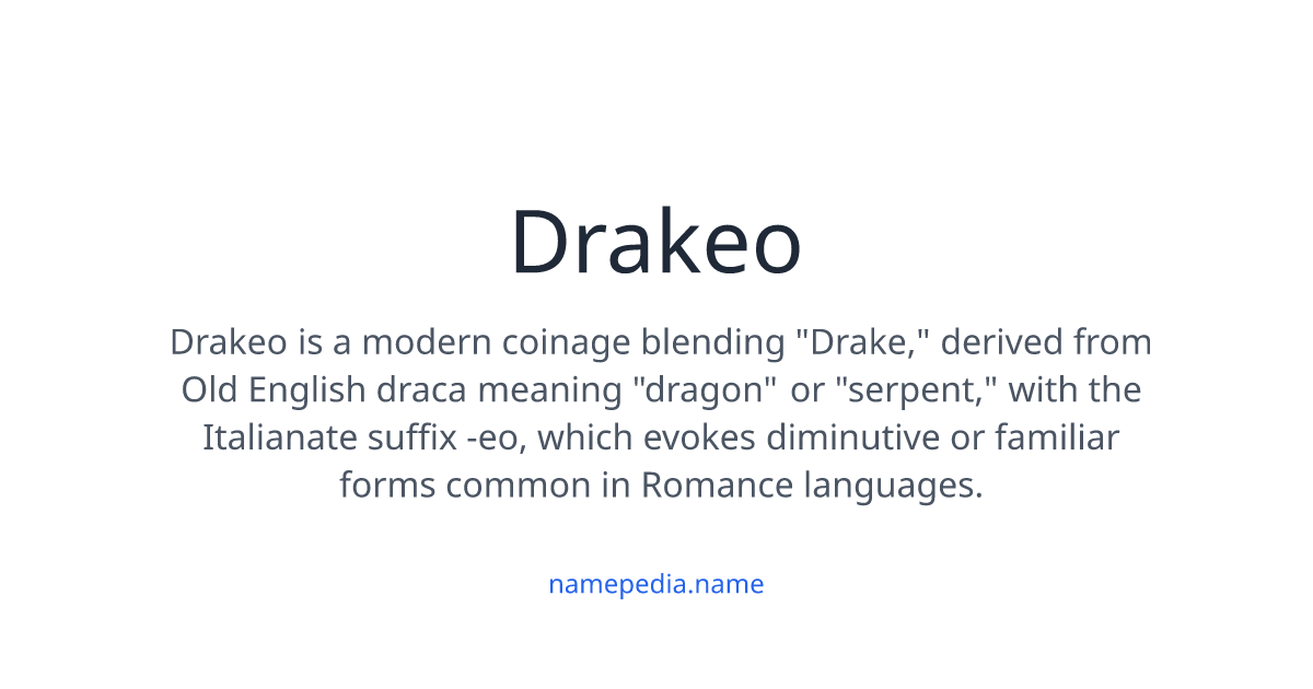 Drakeo Meaning, Origin, Nicknames & Popularity | Namepedia