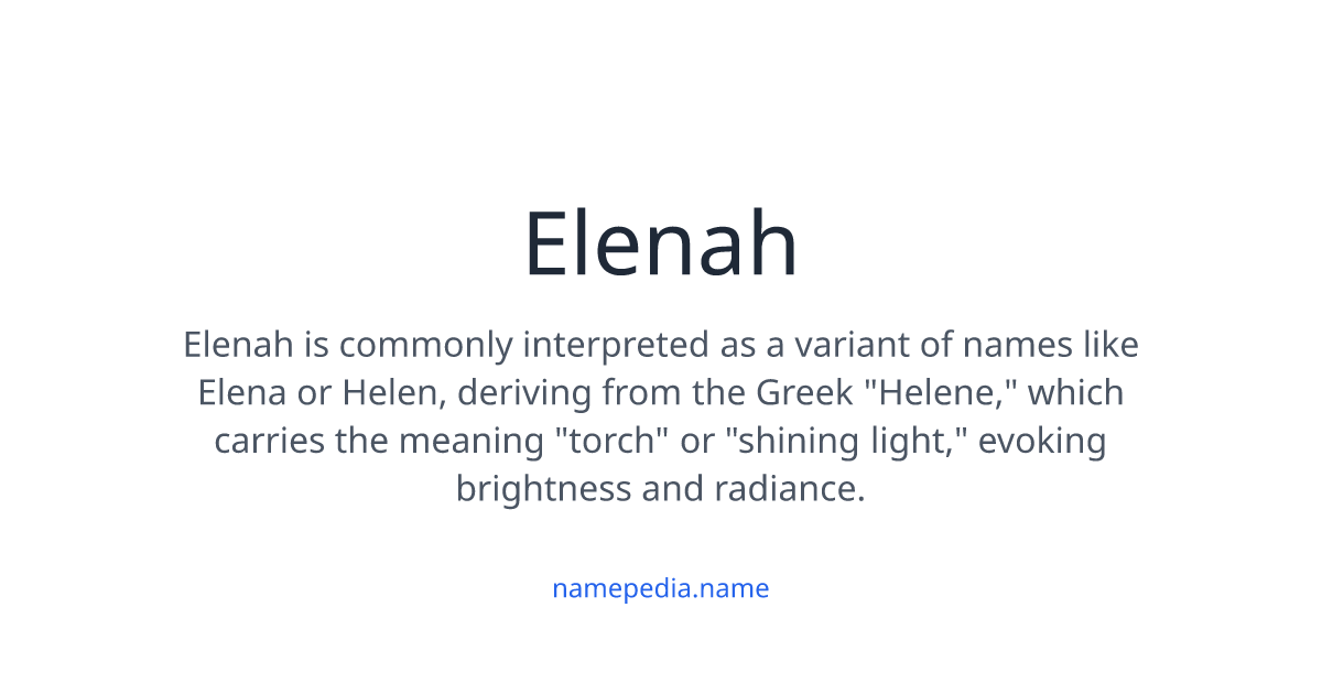 Elean Name Elenah Meaning, Origin, Nicknames & Popularity | Namepedia