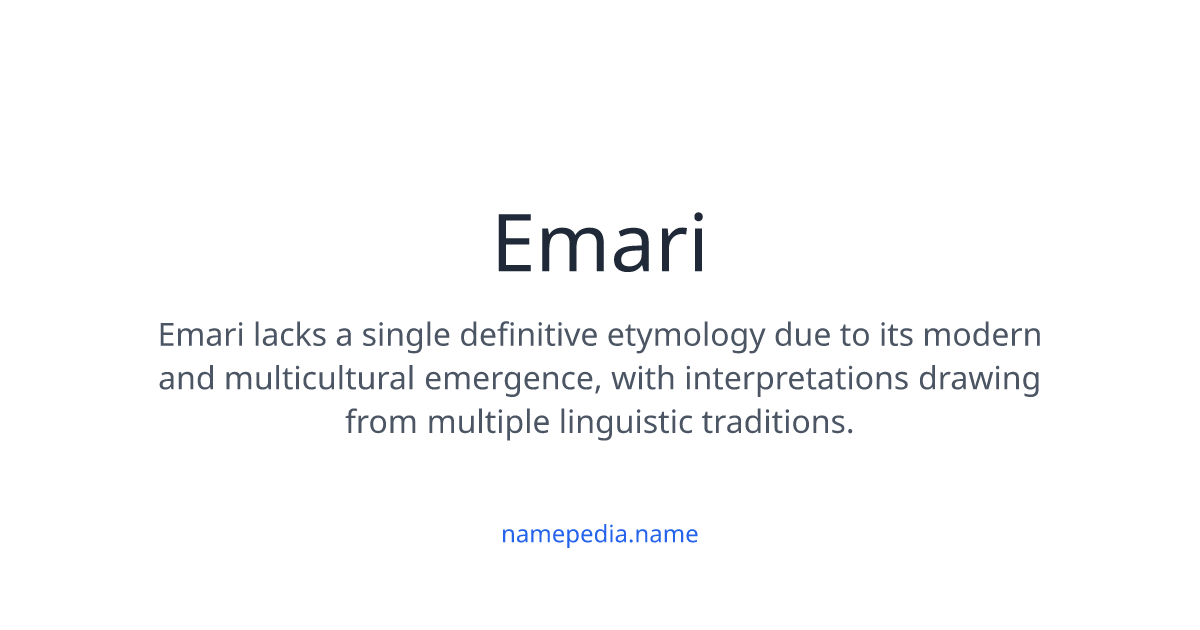 Emari Meaning, Origin, Nicknames & Popularity | Namepedia