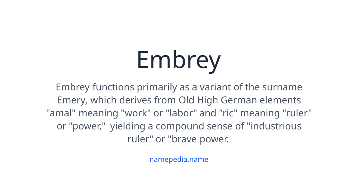 Embrey Meaning, Origin, Nicknames & Popularity | Namepedia