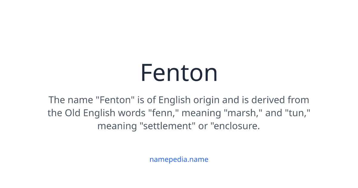 Finton Fenton Meaning, Origin, Nicknames & Popularity | Namepedia