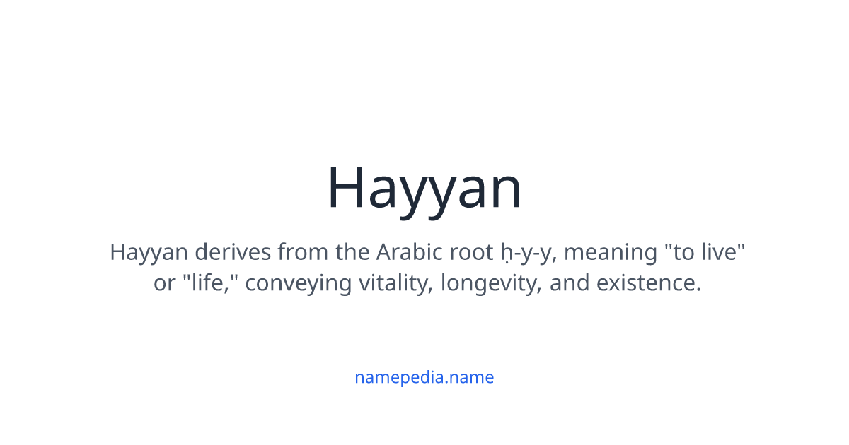 Hayyan Meaning, Origin, Nicknames & Popularity | Namepedia