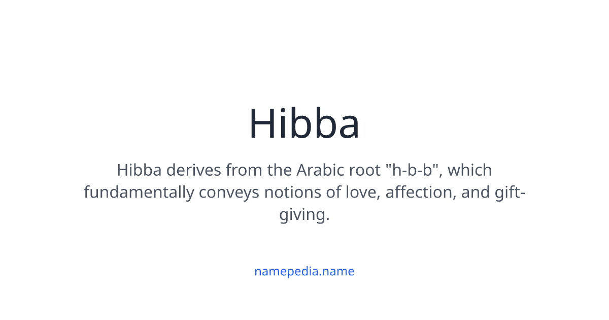 Hibba Meaning, Origin, Nicknames & Popularity | Namepedia