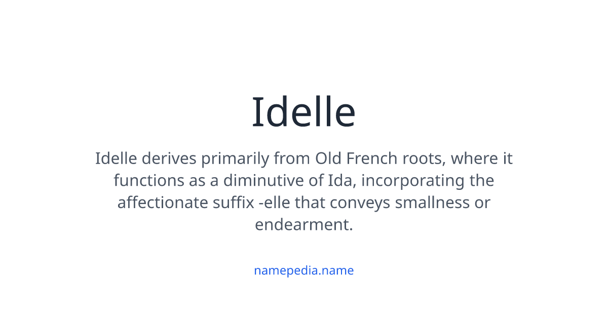 Idelle Meaning, Origin, Nicknames & Popularity | Namepedia