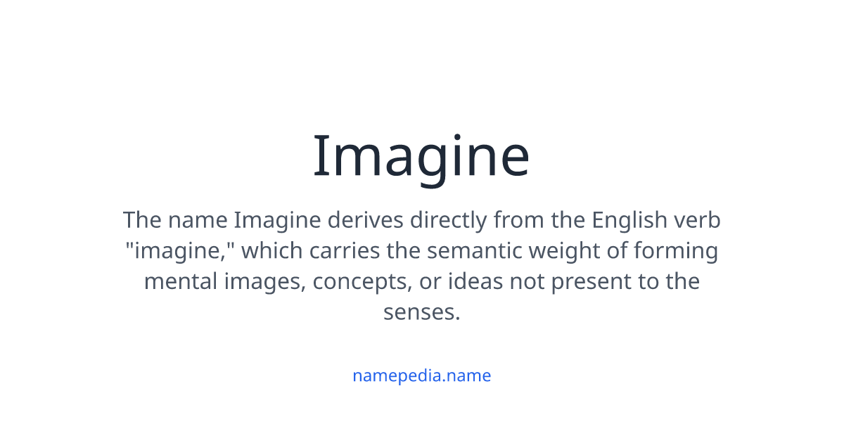 Imagine Means Imagine Meaning, Origin, Nicknames & Popularity | Namepedia