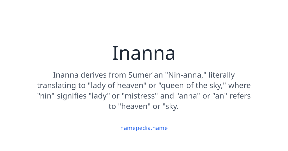 Inanna Meaning, Origin, Nicknames & Popularity | Namepedia