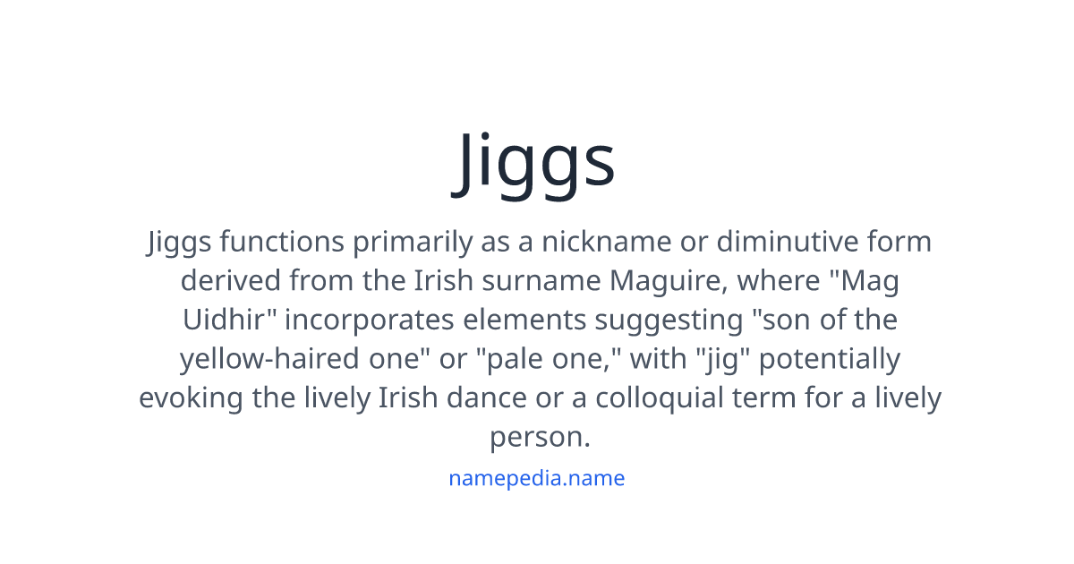 Jiggs Lettering Jiggs Meaning, Origin, Nicknames & Popularity | Namepedia
