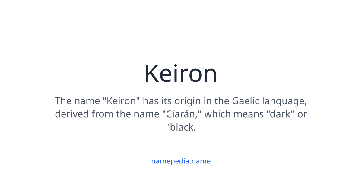 Keiron Meaning, Origin, Nicknames & Popularity | Namepedia