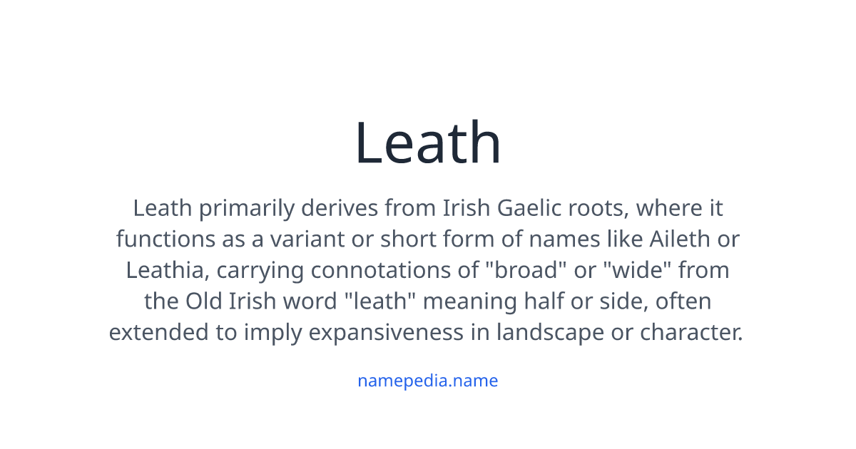 Leath Ramsay Leath Meaning, Origin, Nicknames & Popularity | Namepedia