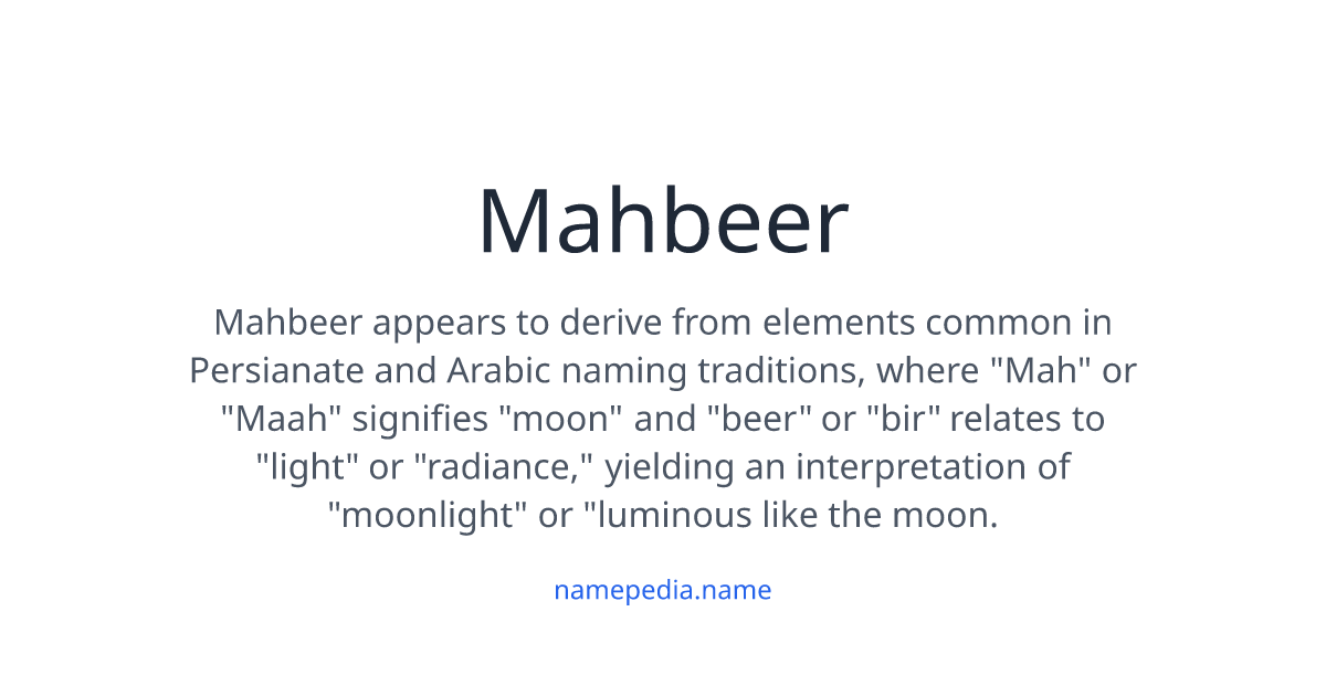Mahbeer Meaning, Origin, Nicknames & Popularity | Namepedia