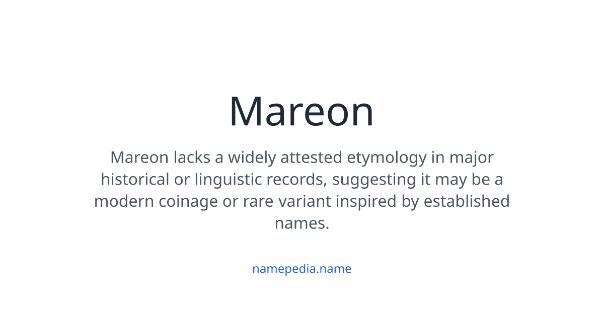 Mareon Meaning, Origin, Nicknames & Popularity | Namepedia