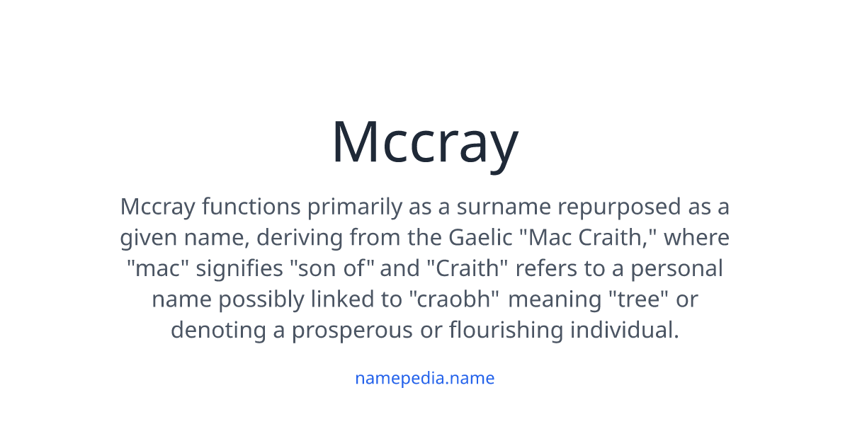 Mccray Meaning, Origin, Nicknames & Popularity | Namepedia