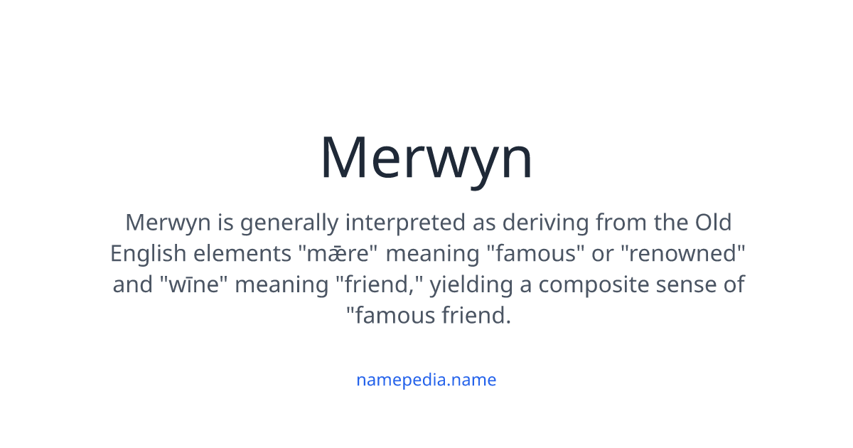 Merwyn Meaning, Origin, Nicknames & Popularity | Namepedia