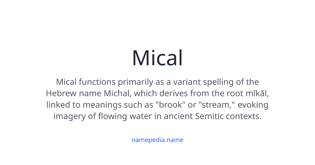Mical Meaning, Origin, Nicknames & Popularity | Namepedia