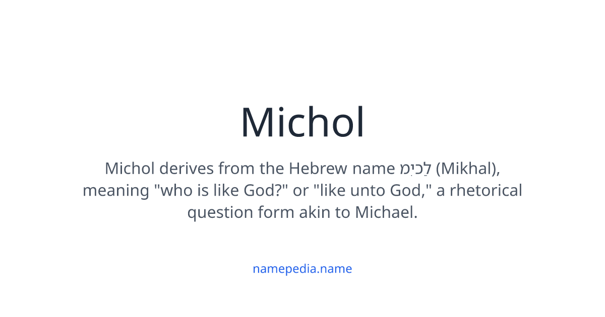 Michol Meaning, Origin, Nicknames & Popularity | Namepedia