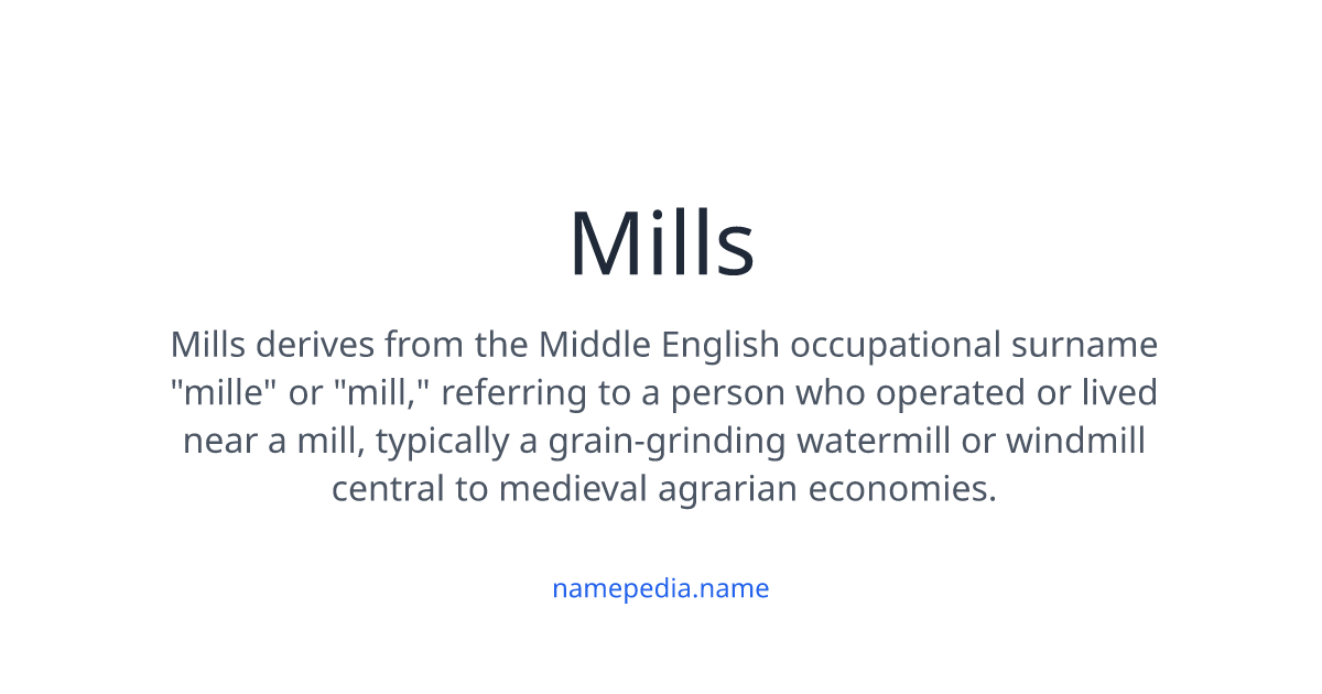 Mills Meaning, Origin, Nicknames & Popularity | Namepedia