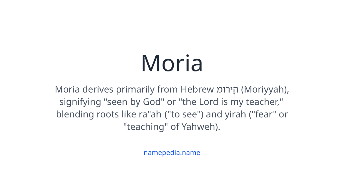 Moria Meaning, Origin, Nicknames & Popularity | Namepedia