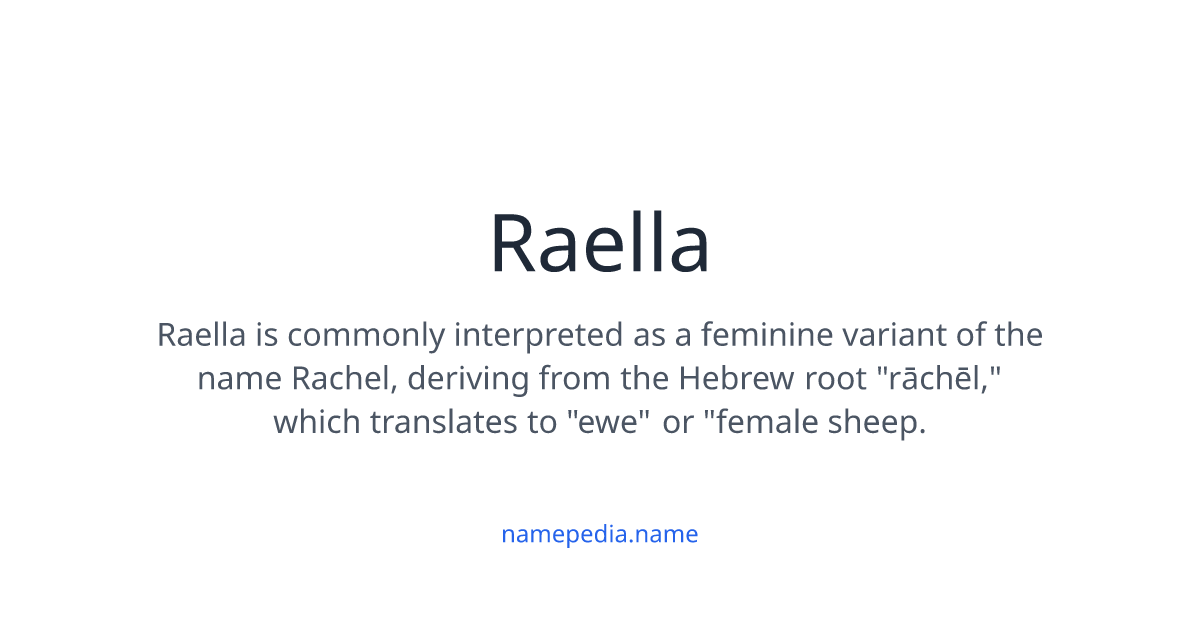 Raella Letters Raella Meaning, Origin, Nicknames & Popularity | Namepedia