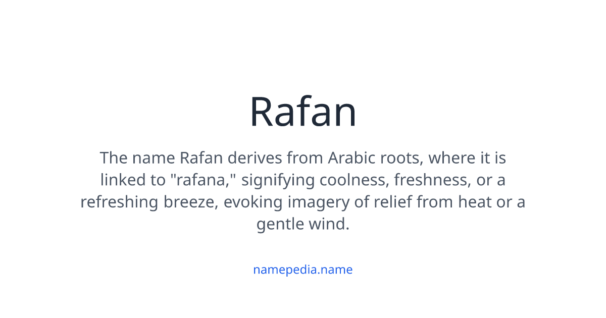 Rafan Meaning, Origin, Nicknames & Popularity | Namepedia