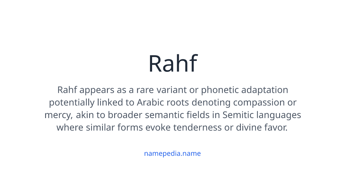 Rahf Rahf Meaning, Origin, Nicknames & Popularity | Namepedia