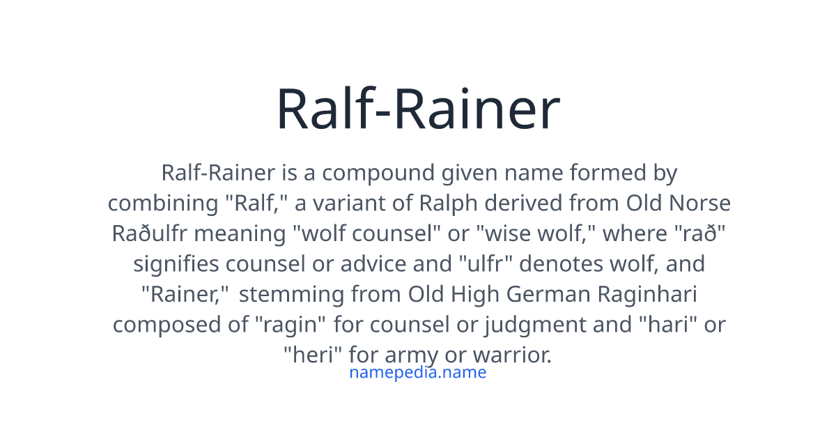 Ralf-Rainer Meaning, Origin, Nicknames & Popularity | Namepedia