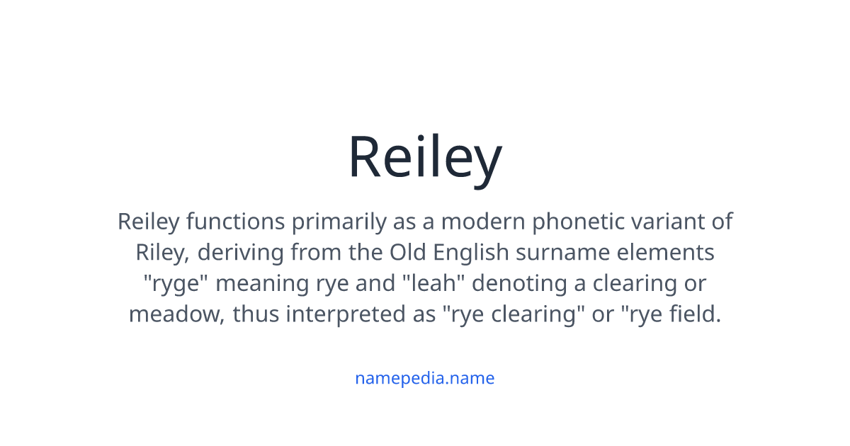 Reiley Meaning, Origin, Nicknames & Popularity | Namepedia