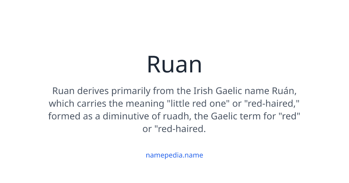 Word Ruan Ruan Meaning, Origin, Nicknames & Popularity | Namepedia