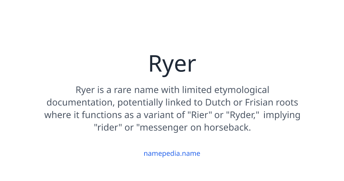 Ryer Meaning, Origin, Nicknames & Popularity | Namepedia