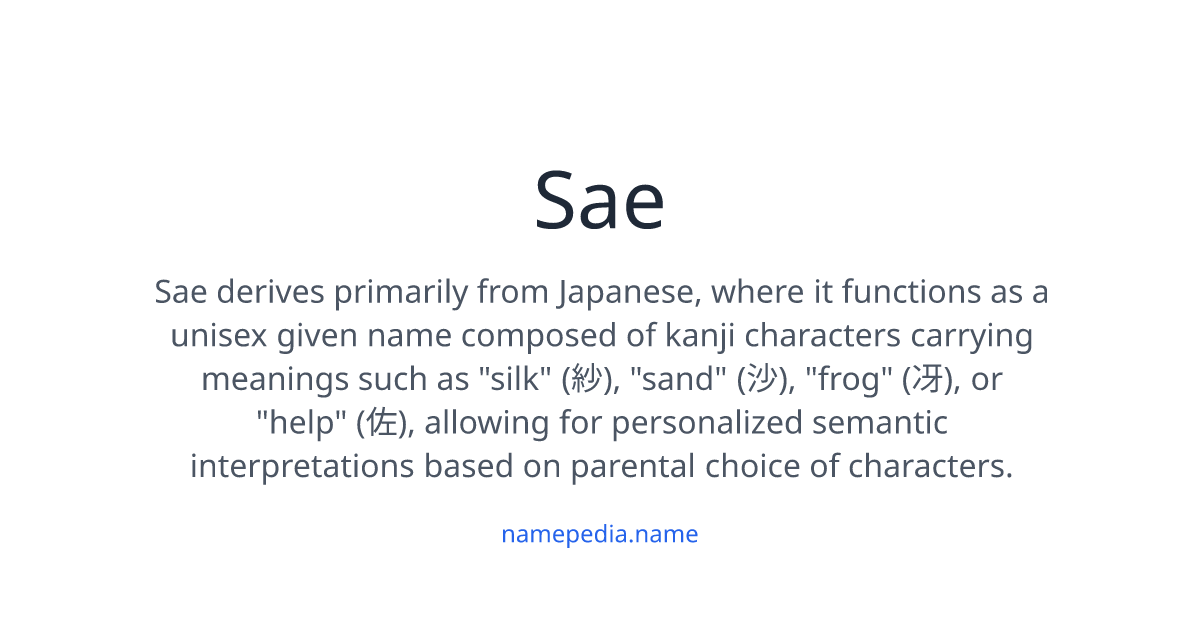 Sae Names Sae Meaning, Origin, Nicknames & Popularity | Namepedia